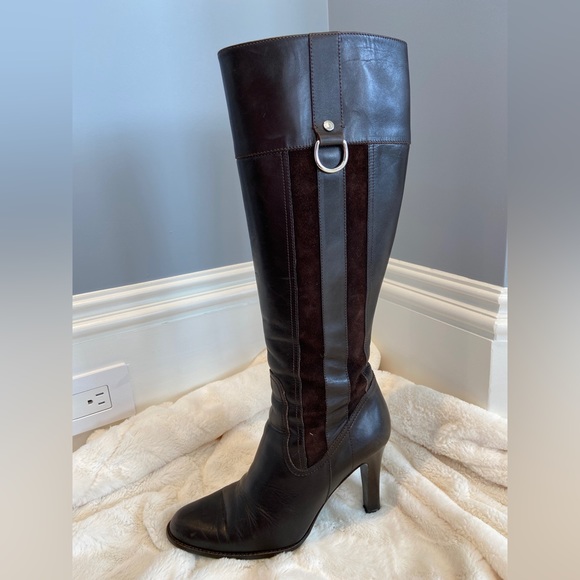 Coach - Tall, brown, suede and leather boots - Picture 1 of 12